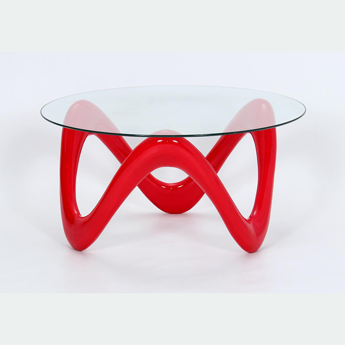 Lamar Glass Top Coffee Table Available In Black, White, Or Red